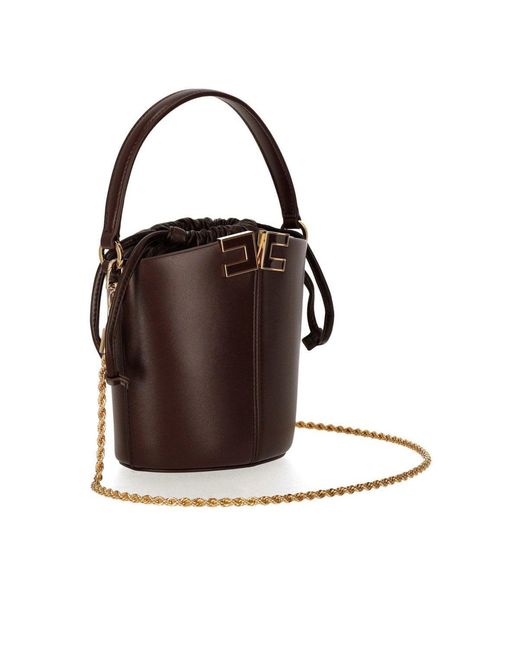 Elisabetta Franchi Brown Bucket Bag