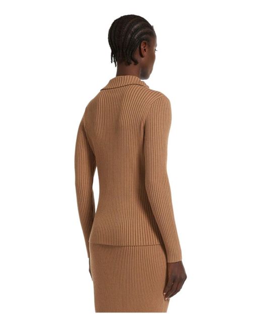 Weekend by Maxmara Brown Papiro Terra Ribbed Cardigan