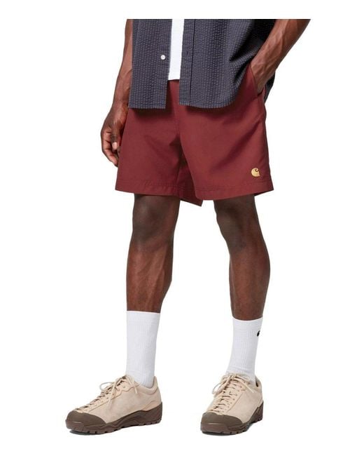 Carhartt Red Chase Oxide Swim Trunks for men