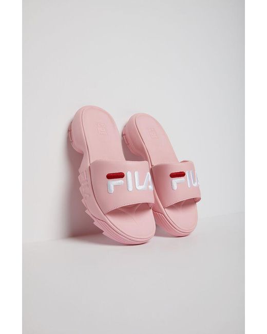 Fila Womens Disruptor Bold Slide Sandal In Pink | Lyst