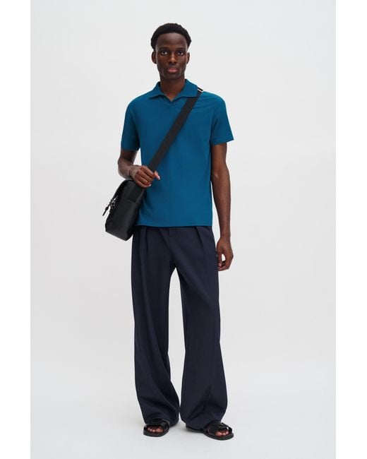 Filippa K Blue Stretch Cotton Polo T-Shirt for men