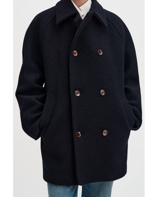 Filippa K Blue Boiled Wool Peacoat