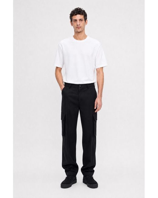 Filippa K Black Wool Twill Cargo Pants for men