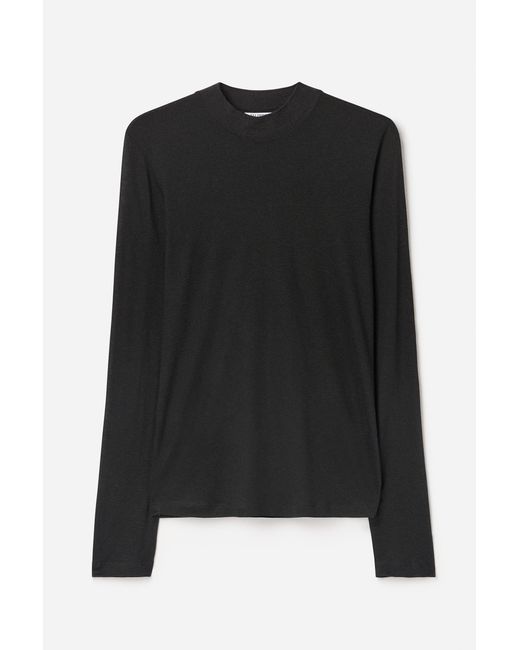 Filippa K Black Lyocell Cashmere Mock Neck Top
