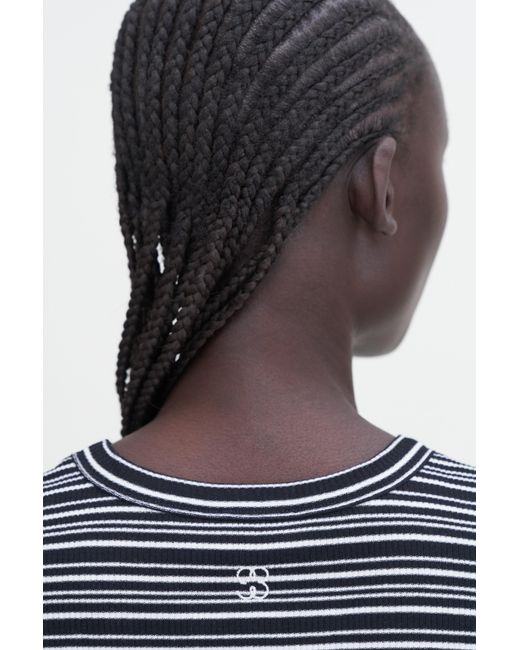 Filippa K Blue Striped Fine Rib Tee