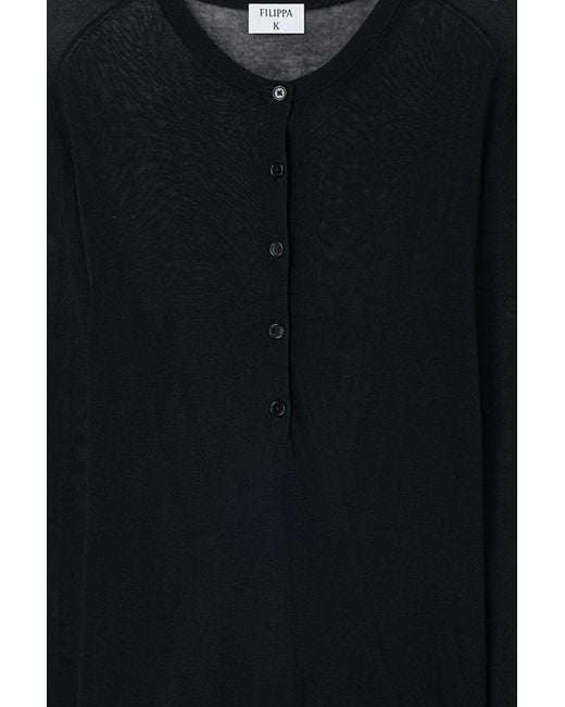 Filippa K Black Sheer Knit Henley