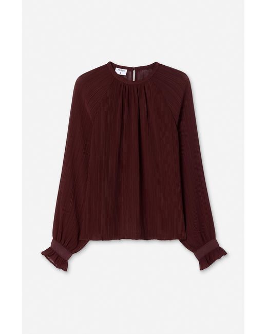Filippa K Red Plissé Raglan Blouse