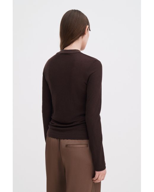 Filippa K Brown Lyocell Cashmere Mock Neck Top