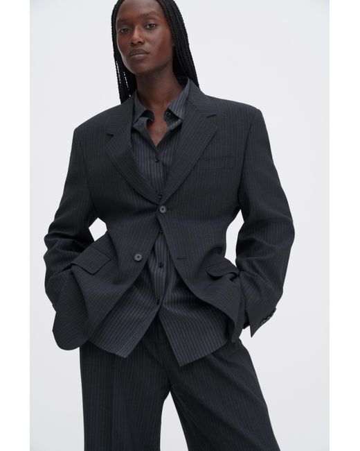Filippa K Blue Hourglass Pinstripe Blazer