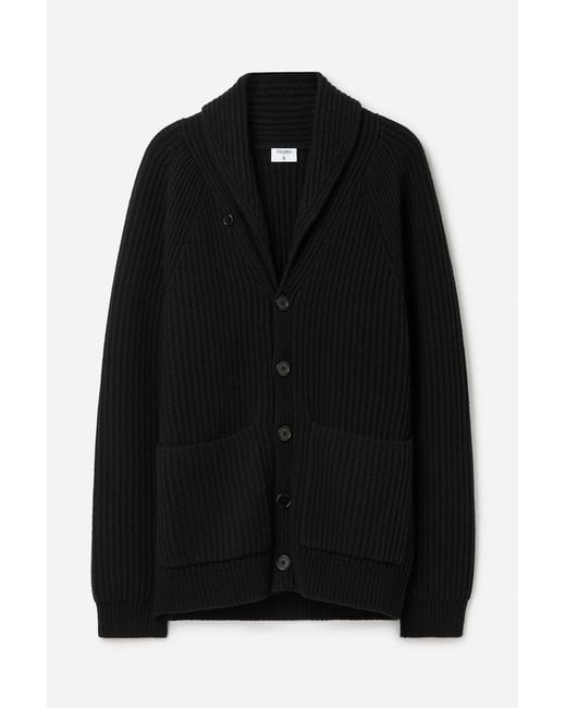 Filippa K Black Shawl Collar Wool Cardigan for men