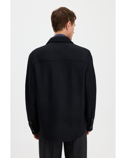 Filippa K Blue Boiled Wool Shirt Jacket for men
