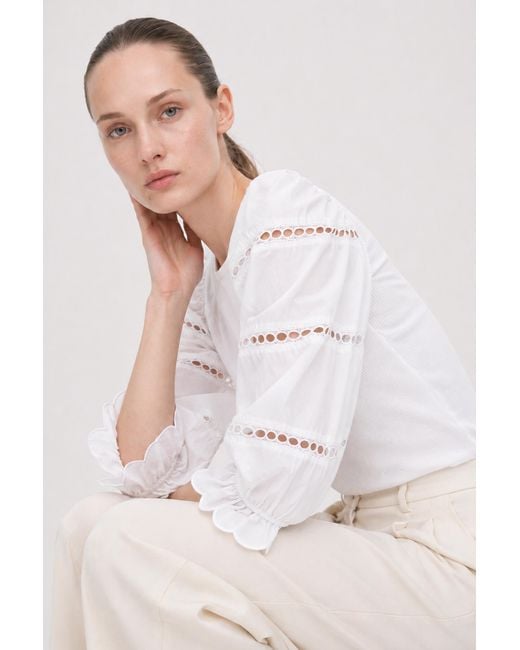 Filippa K White Puff Sleeve Rib Top