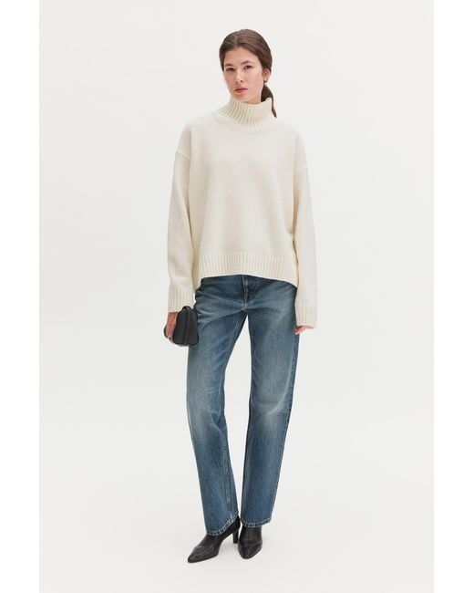 Filippa K White Wool Cashmere Turtleneck Sweat