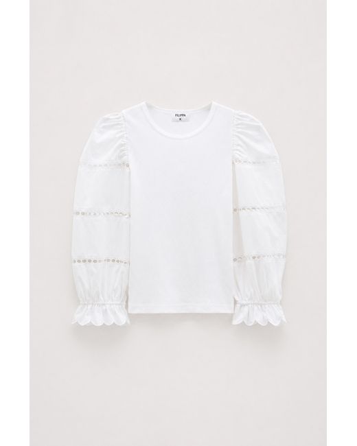 Filippa K White Puff Sleeve Rib Top