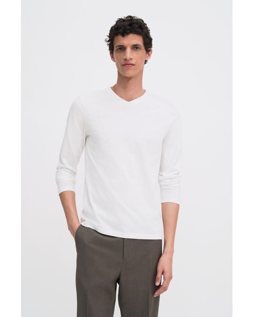 Filippa K White Cotton Jersey V-Neck Tee for men