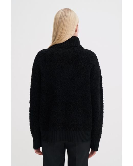 Filippa K Black Fluffy Half Zip Sweater