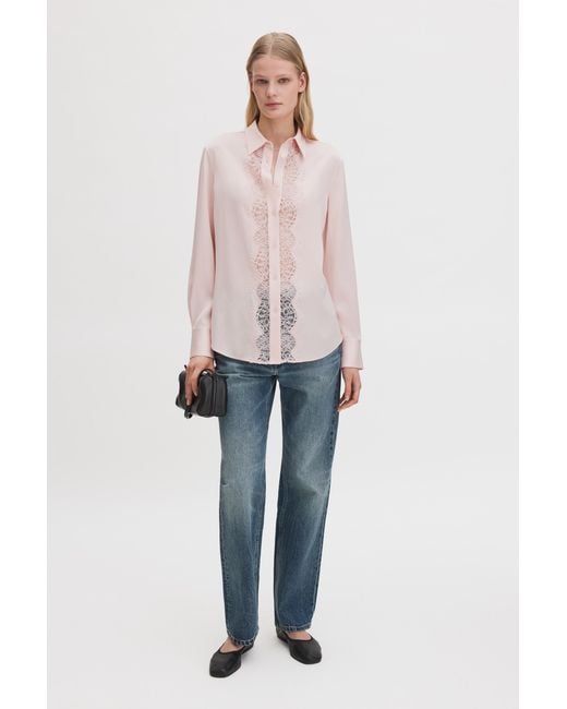 Filippa K Pink Vertical Lace Detail Shirt