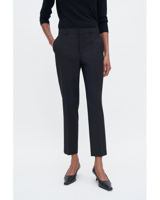 Filippa K Black Emma Cropped Cool Wool Trouser