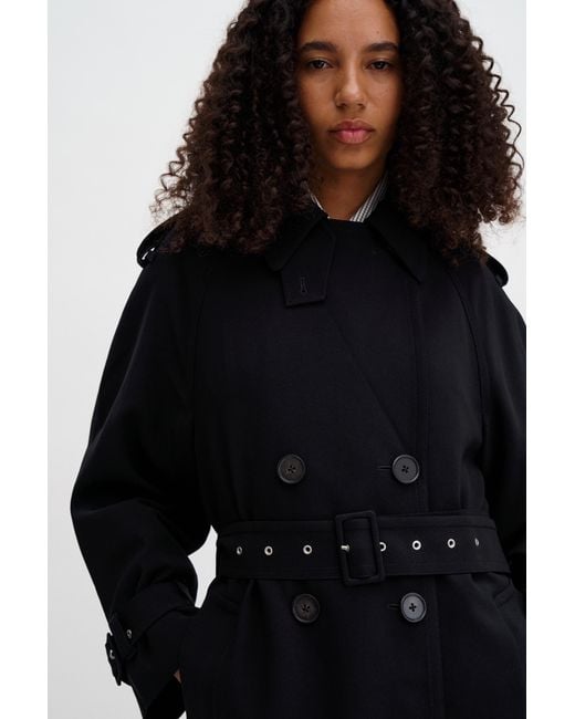 Filippa K Black Draped Trench Coat