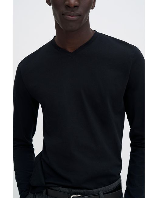 Filippa K Blue Cotton Jersey V-Neck Tee for men