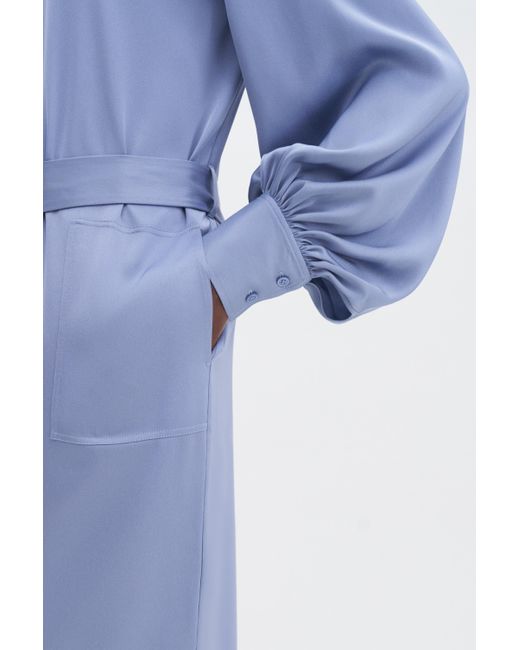Filippa K Blue Belted Long Sleeve Dress