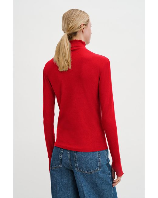 Filippa K Red Rib Mock Neck Top