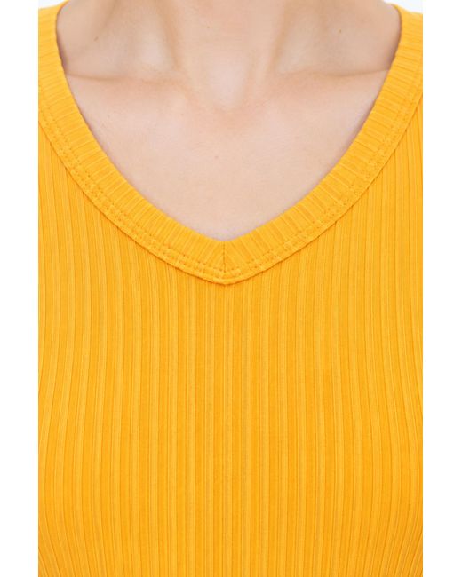 Filippa K Yellow High V Neck Tee