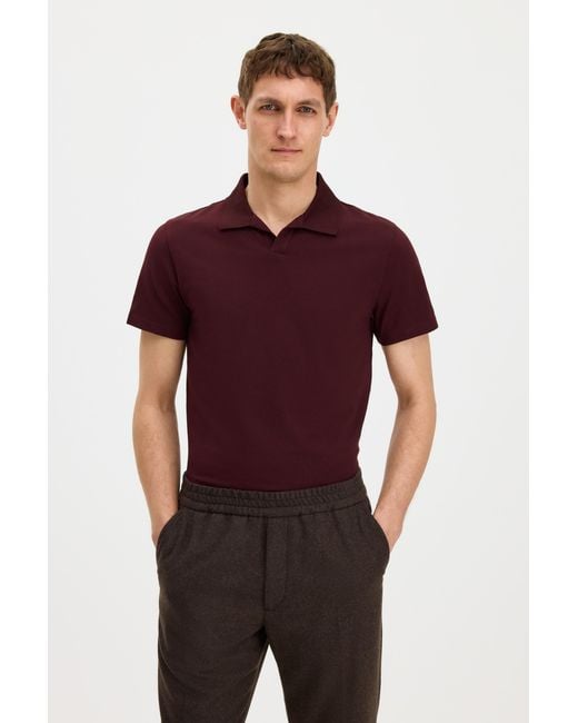 Filippa K Red Stretch Cotton Polo T-Shirt for men