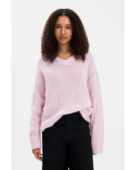 Filippa K Pink Hairy Alpaca V-Neck Sweater