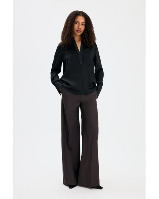 Filippa K Black Half Placket Blouse