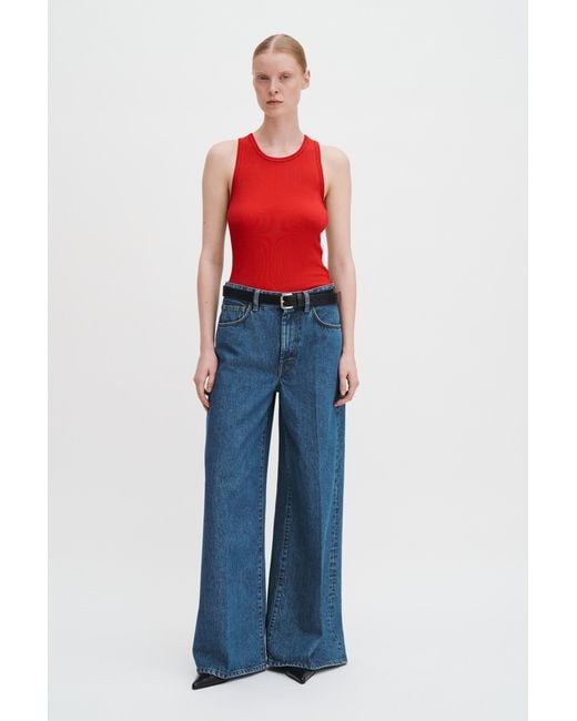 Filippa K Red Fine Rib Tank