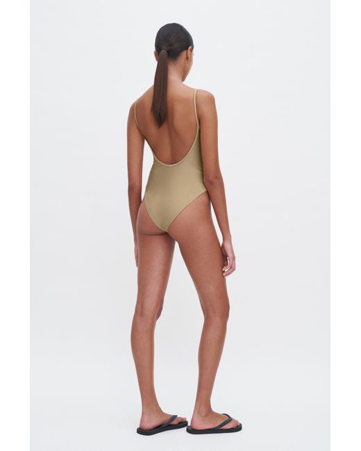 Filippa K Blue Deep Back Shimmer Swimsuit