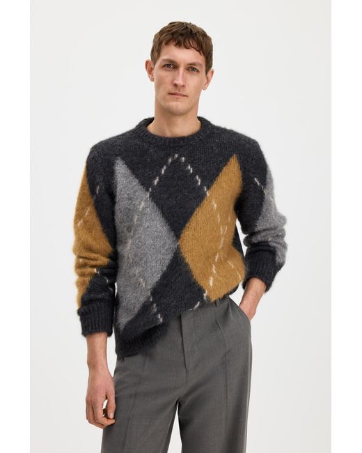 Filippa K Gray Alpaca Check Sweater for men