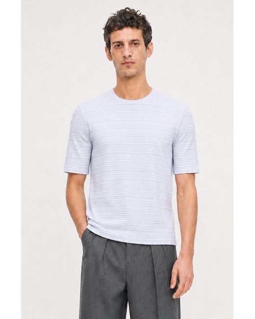 Filippa K White Striped Rib Tee for men
