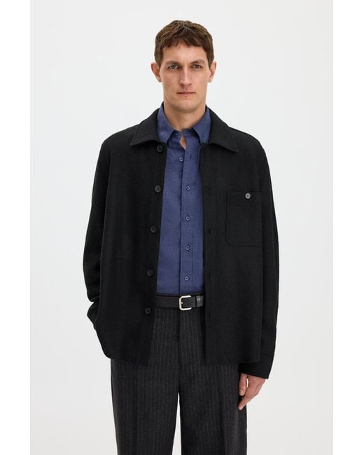Filippa K Blue Boiled Wool Shirt Jacket for men