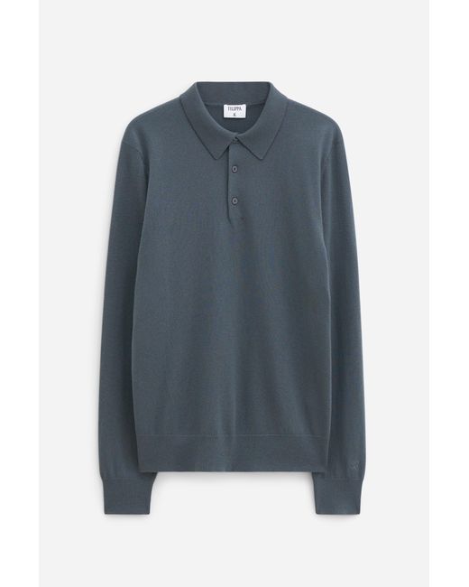 Filippa K Blue Knitted Polo Shirt for men