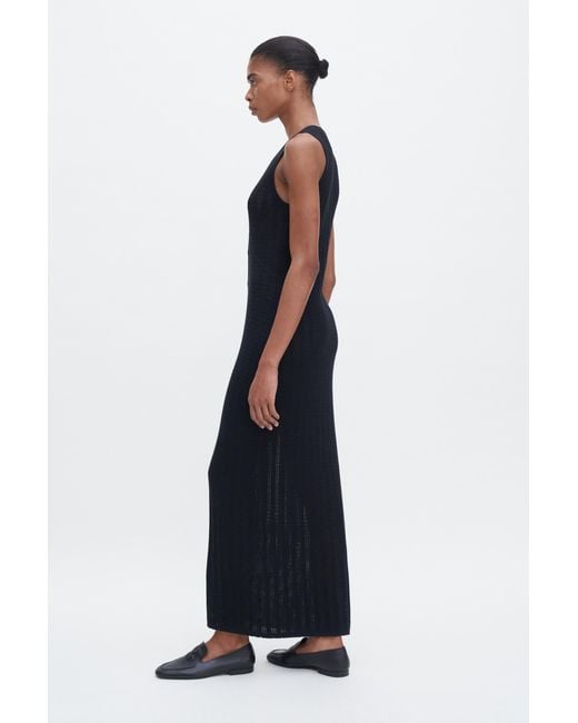 Filippa K Blue Buttoned Mesh Knit Dress