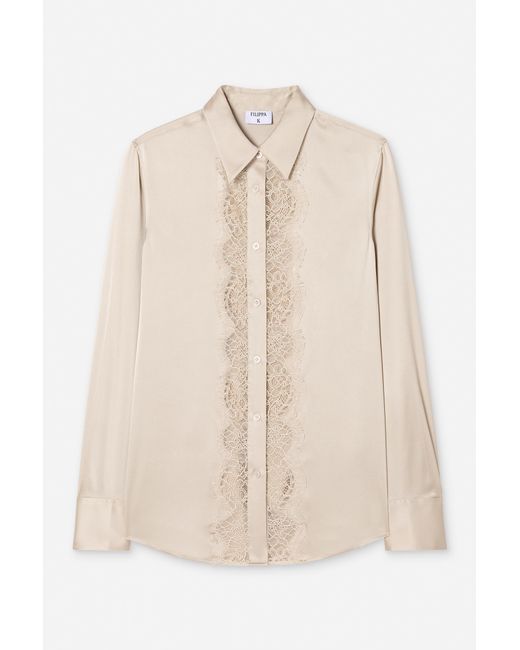 Filippa K Natural Vertical Lace Detail Shirt