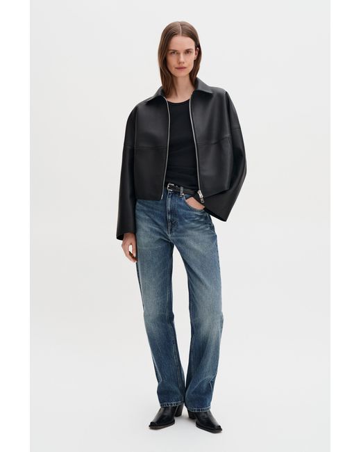 Filippa K Blue Leather Coach Jacket