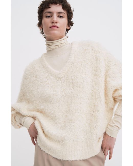 Filippa K Natural Fluffy Silk V-Neck Sweater