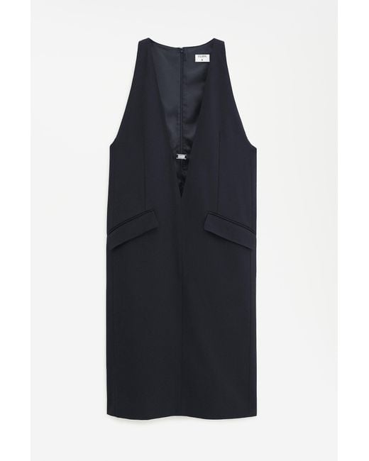 Filippa K Black Tailored Wool V-Neck Dress