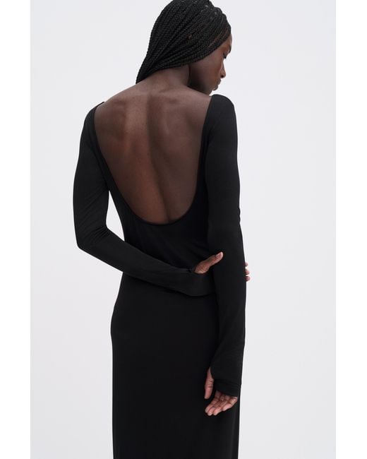 Filippa K Black Scooped Back Jersey Dress