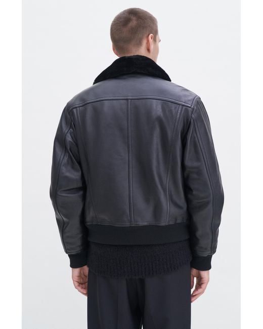 Filippa K Blue Leather Aviator Jacket for men