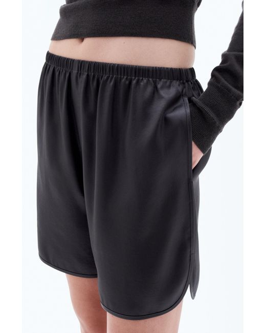 Filippa K Black Glossy Drawstring Shorts