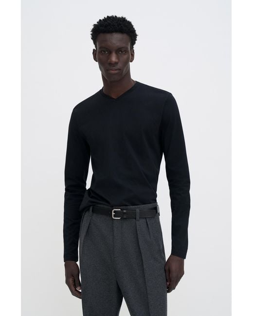 Filippa K Blue Cotton Jersey V-Neck Tee for men
