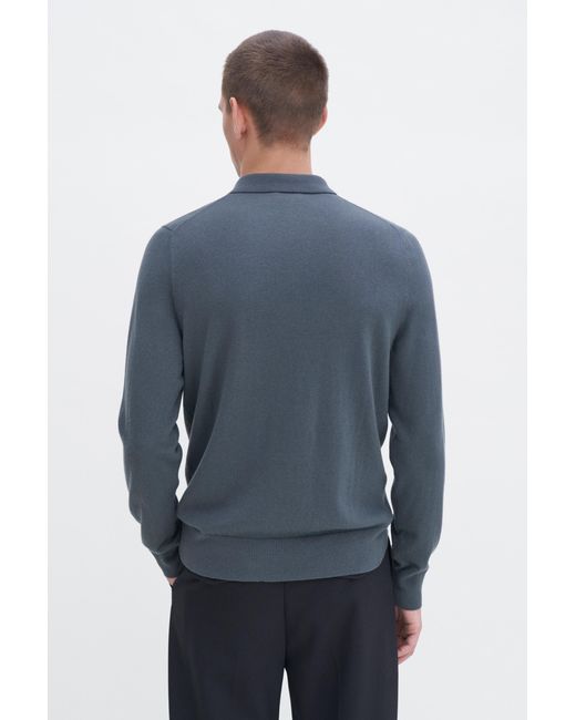 Filippa K Blue Knitted Polo Shirt for men