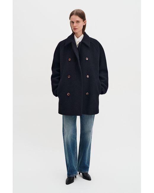 Filippa K Blue Boiled Wool Peacoat
