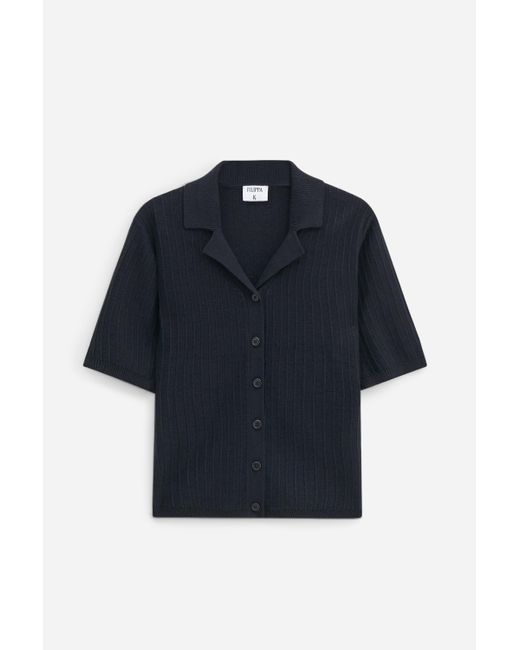 Filippa K Blue Shortsleeve Collar Cardigan