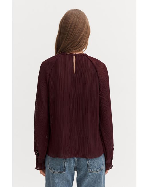 Filippa K Red Plissé Raglan Blouse