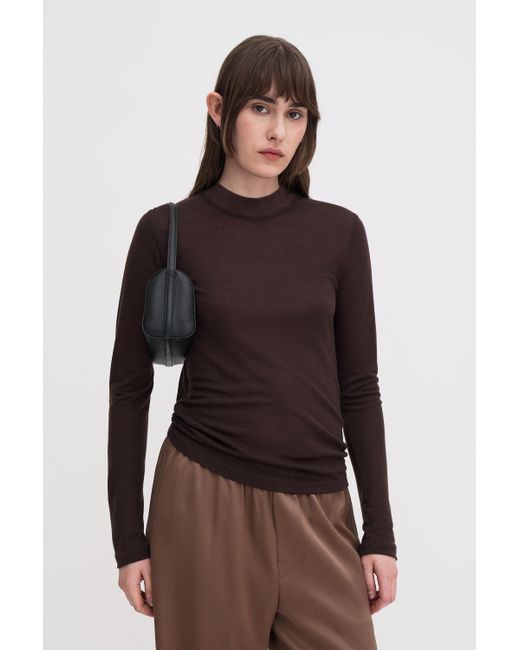 Filippa K Brown Lyocell Cashmere Mock Neck Top
